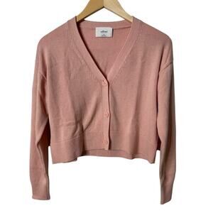 NWOT Aritzia Wilfred Wool Cropped Light Cardigan Blush Pink Womens Size XS Basic